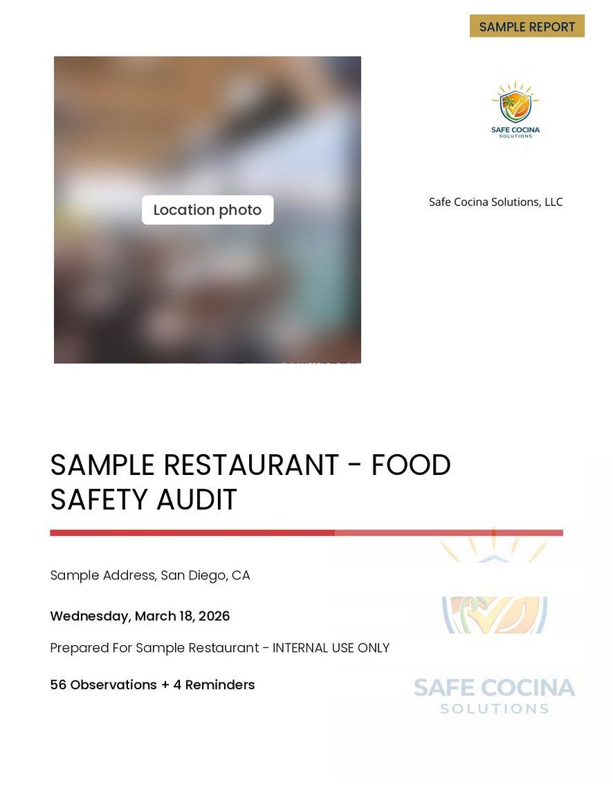 Sample food safety audit report cover